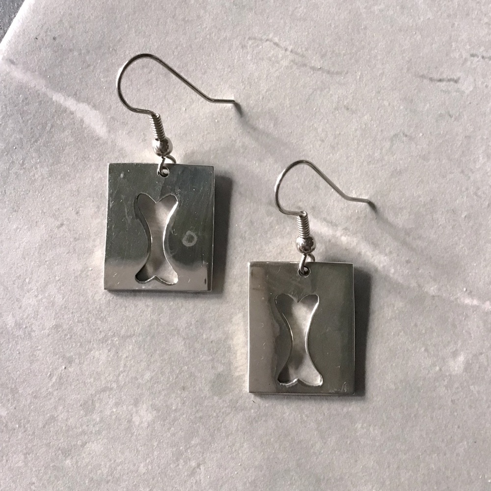 Sterling Silver Bone Cutout Earrings